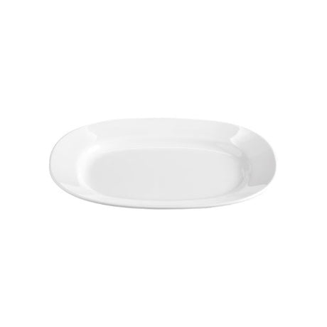Set of 6 white oval melamine platters, 31cm, durable, scratch-resistant, elegant for indoor and outdoor dining.