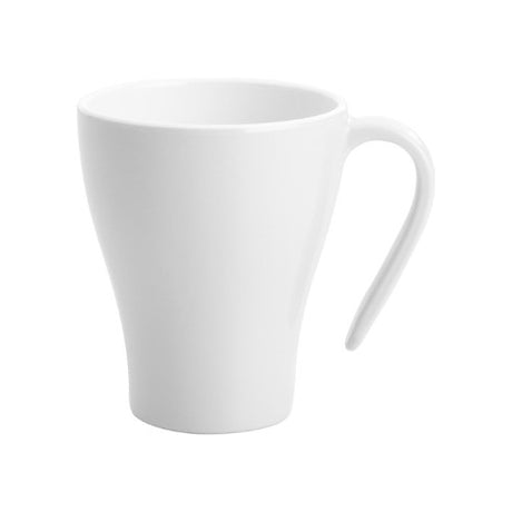 White Jab Stackable Mug Set of 6, durable melamine, elegant design, space-saving, perfect for any indoor or outdoor occasion.