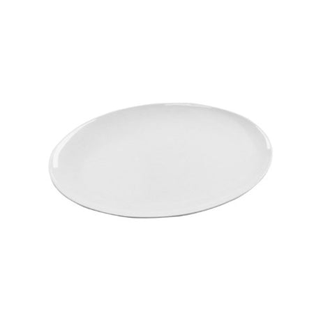 White 30cm Jab Oval Coupe Platter, perfect for serving appetizers or desserts, durable melamine with a porcelain-like finish.