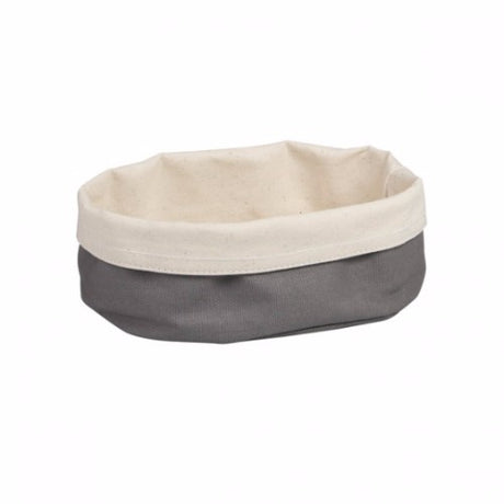 Oval Moda Canvas Bread Bag in charcoal and cream, 200x150x70mm, stylishly stores and preserves your bread.