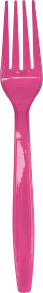Vibrant hot pink disposable cutlery set with 10 forks and 10 knives, perfect for BBQs and outdoor gatherings.