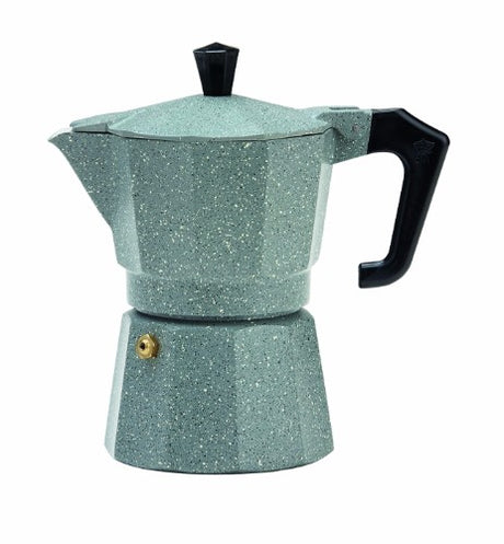 Pezzetti Stone Italexpress Aluminium Coffee Maker in red, ideal for brewing 3 cups of rich, aromatic espresso at home.