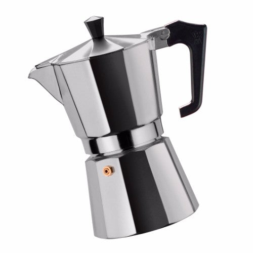 Pezzetti Italexpress Aluminium Coffee Maker 6C in vibrant red, perfect for brewing rich Italian espresso for coffee enthusiasts.