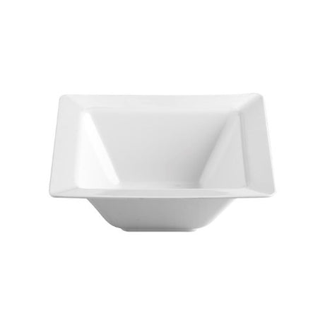 Set of 6 white Jab Square Bowls, 11cm, made from durable, scratch-resistant melamine, perfect for casual dining and events.