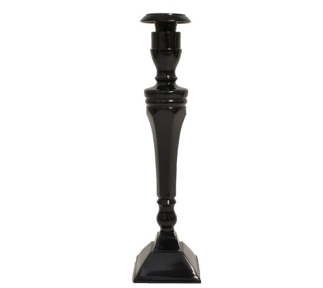 Large black aluminium candle holder with intricate detailing, measuring 31cm, perfect for enhancing any home decor.