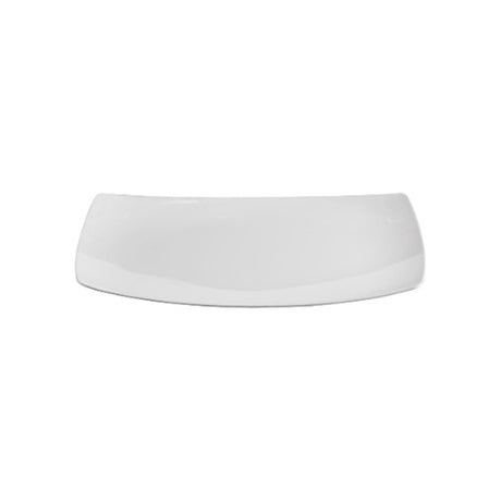 Rectangular white melamine serving platter by JAB Design, perfect for presenting appetizers and main courses stylishly.