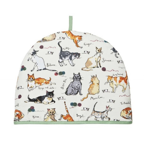 Tea cosy featuring playful cat designs, crafted by Ulster Weavers, renowned for quality kitchen textiles.