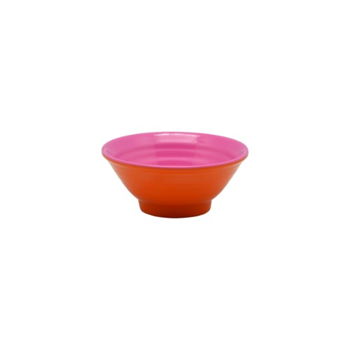Vibrant Hot Pink & Orange mini dip dishes set of 6, durable melamine for stylish entertaining, dishwasher safe and scratch resistant.
