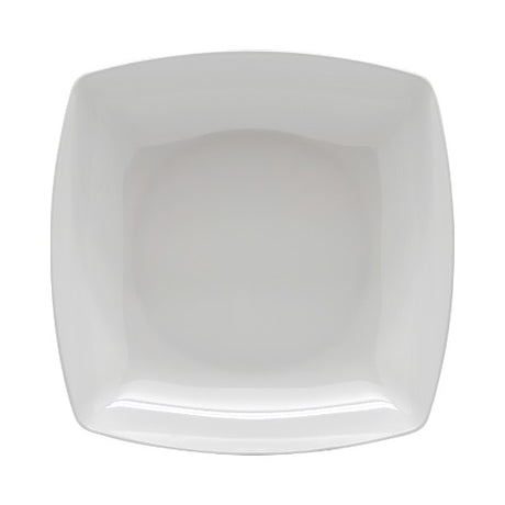 White Jab Square Shallow Bowl designed for versatile serving, durable melamine, dishwasher safe, perfect for indoor and outdoor use.