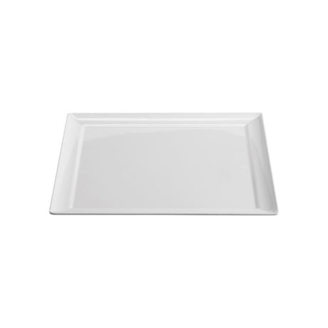 Set of 6 Jab White Amalfi Square Plates, 30x30cm, durable melamine with porcelain-like finish, perfect for stylish dining.