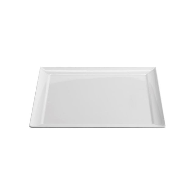 Set of 6 Jab White Amalfi Square Plates, 30x30cm, durable melamine with porcelain-like finish, perfect for stylish dining.