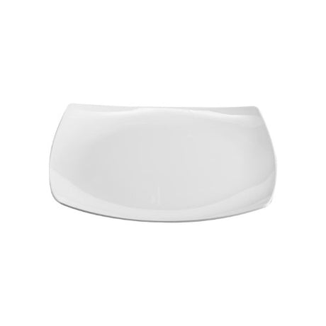 Square white Jab Plate made from durable melamine, ideal for various dishes, dishwasher safe, and elegant for any occasion.