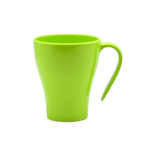 Set of 6 vibrant Solid Lime melamine mugs, perfect for serving gelato, desserts, or beverages indoors and outdoors.