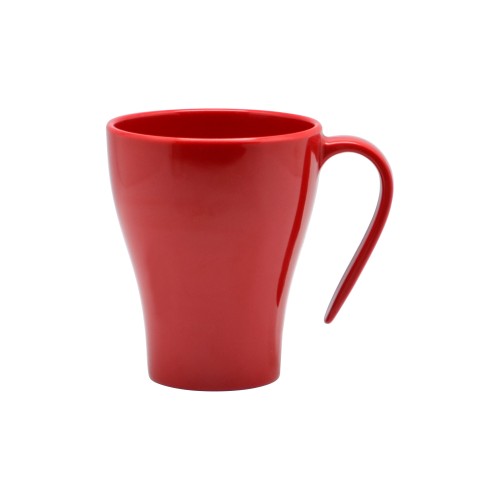 Set of 6 solid red Jab Stacking Gelato mugs, 330ml each, durable melamine, scratch-resistant, stylish for any occasion.