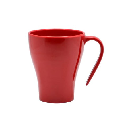 Set of 6 solid red Jab Stacking Gelato mugs, 330ml each, durable melamine, scratch-resistant, stylish for any occasion.