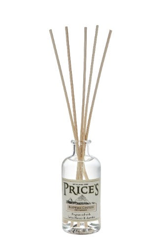 Reed diffuser in Heritage scent, inspired by Egyptian cotton, elegantly packaged in a tall, slender box.