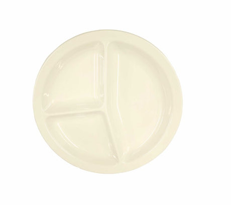 White round section tray, 27cm, made from durable melamine, ideal for stylish serving of appetizers and desserts.