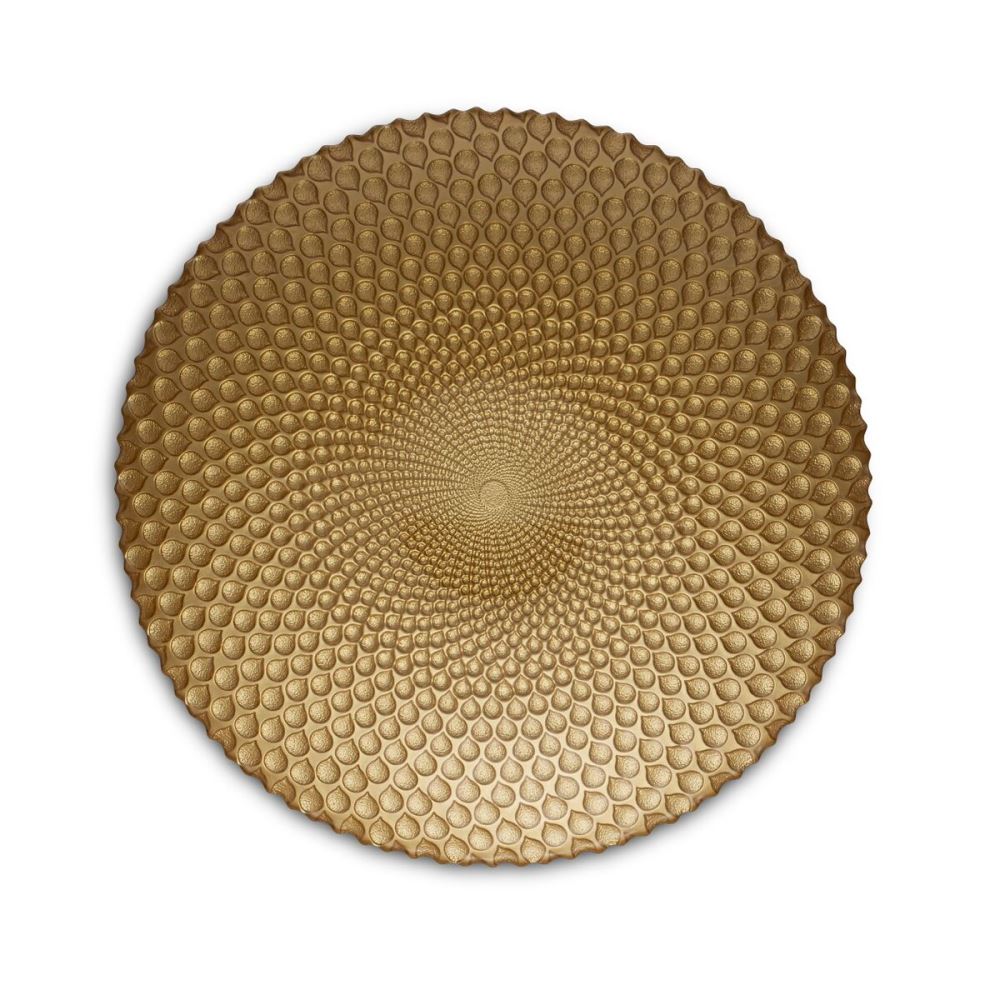 Elegant 33cm gold glass bowl by Padma Lakshmi, perfect for serving fruits or salads and enhancing any table setting.