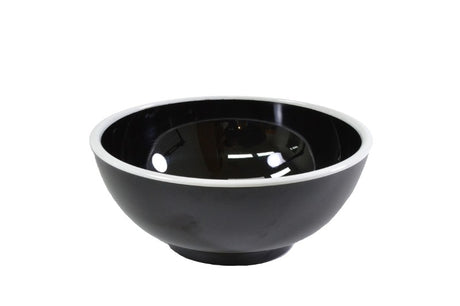 Set of 6 Jab Vintage Black/White Rim Bowls, 15cm melamine, stylish and durable for hot or cold dishes.
