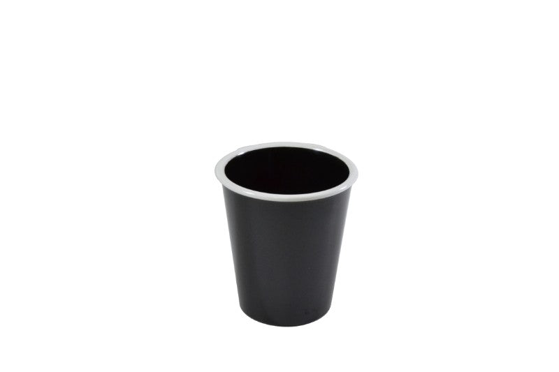 Set of 6 vintage-style black and white rim tumblers, 300ml, made from durable melamine, perfect for indoor and outdoor dining.