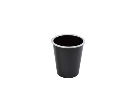 Set of 6 vintage-style black and white rim tumblers, 300ml, made from durable melamine, perfect for indoor and outdoor dining.