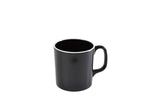 Set of 6 Jab Vintage black/white rim melamine mugs, stylish, durable, microwave and dishwasher safe for hot and cold drinks.