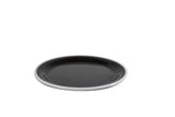Set of 6 vintage black/white rim plates, 20cm melamine, stylish, durable, dishwasher safe, ideal for any dining occasion.