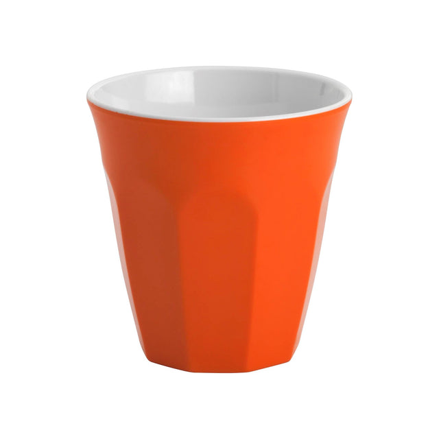 Vibrant orange Jab Gelato Tumbler 200ml, durable melamine for stylish drinks, ideal for outdoor gatherings and easy cleaning.