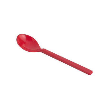 Set of 12 vibrant red melamine gelato spoons, 20cm long, durable, dishwasher-safe, perfect for desserts and events.
