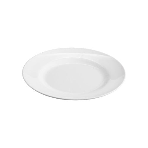 Elegant 25cm Jab Rim White Plates set of 6, durable melamine dinnerware with scratch resistance and high luster finish.