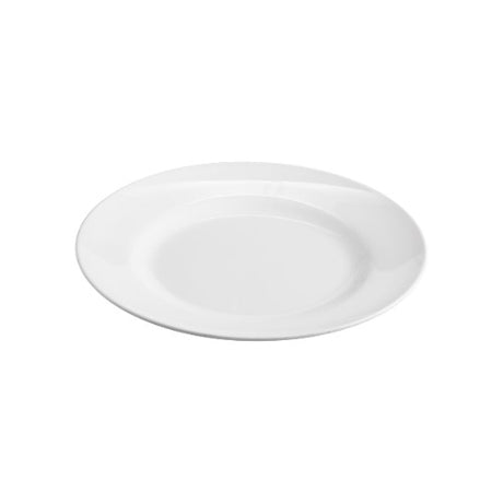 Elegant 25cm Jab Rim White Plates set of 6, durable melamine dinnerware with scratch resistance and high luster finish.