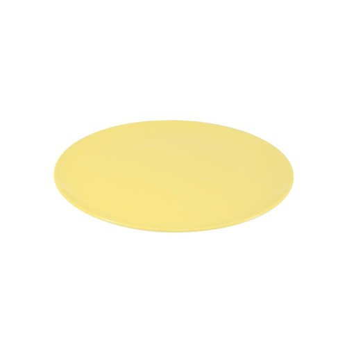Round coupe plate set of 6 in lemon color, crafted from durable melamine, ideal for hot and cold dishes, dishwasher safe.