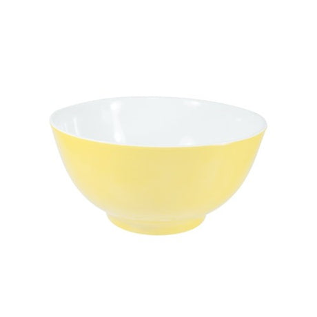Set of 6 vibrant lemon-colored melamine bowls, durable, scratch-resistant, perfect for hot and cold dishes, and dishwasher safe.