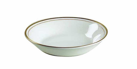 Aynsley Corona Gold Oatmeal Bowl in fine bone china with elegant gold accents, perfect for serving oatmeal or soups.