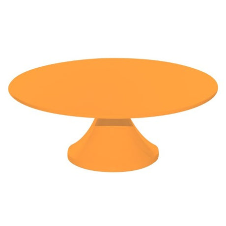 Vibrant mango-colored cake stand, crafted from durable melamine, perfect for enhancing dessert presentations at events.