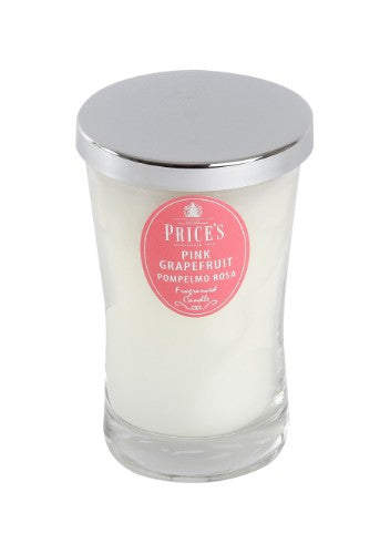 Prices Pink Grapefruit Large Jar candle: a vibrant citrus scent, 70-hour burn, perfect for uplifting any space.