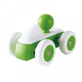 Colorful wooden toy car with smooth wheels, designed for toddlers to enhance motor skills and spark imaginative play.