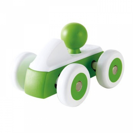 Colorful wooden toy car with smooth wheels, designed for toddlers to enhance motor skills and spark imaginative play.