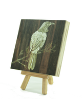 Art Block Plywood featuring a Tui design, perfect for eco-friendly home decor, measuring 120x120mm and ready to hang.