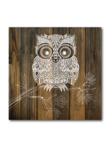 Art Block Plywood featuring Morepork design on eco-friendly dark wood, perfect for home decor and ready to hang.