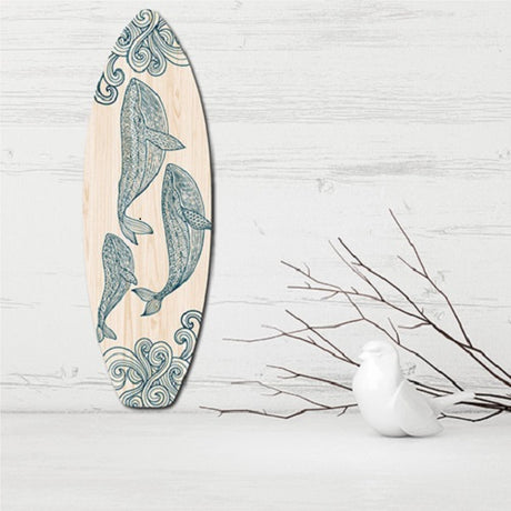 Tohora Surfboard Art, eco-friendly pine ply wall decor, vibrant ocean design, ready to hang, perfect for surf and beach lovers.