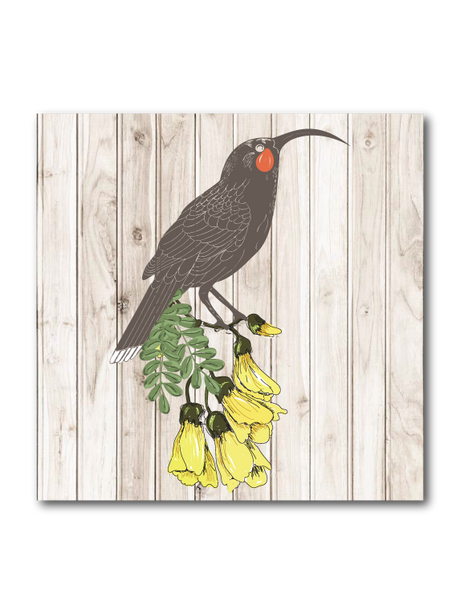 Art Block Plywood in light wood features elegant Huia art on eco-friendly 18mm pine ply, ready to hang for versatile decor.