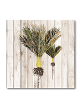 Eco-friendly art block featuring Nikau design, crafted from light wood pine plywood, ready to hang and vibrant in color.