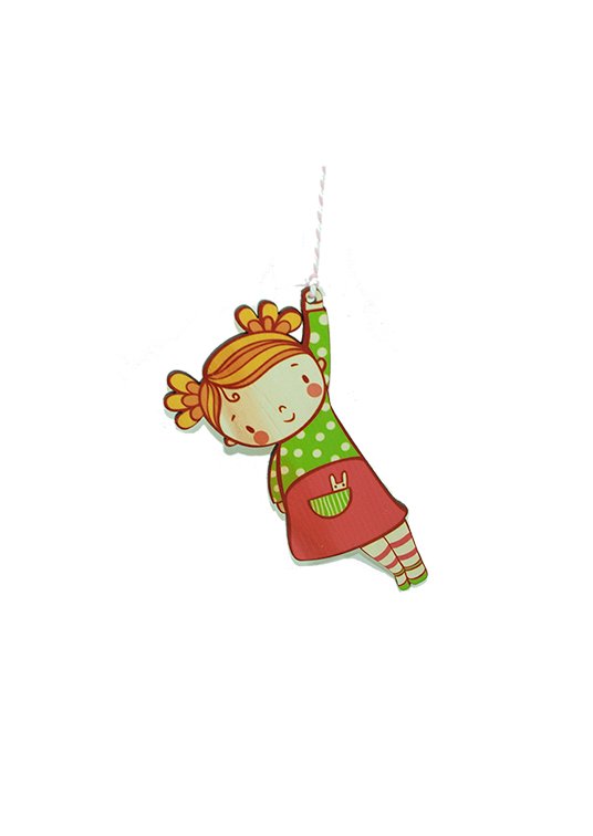 Art Pegs featuring a girl holding a star, crafted from eco-friendly pine veneer, ready to hang, perfect for gifting.
