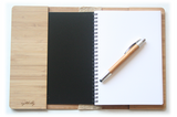 Bamboo Journal with tribal husky design, eco-friendly, A5 replaceable pages, perfect for gifting or personal use.
