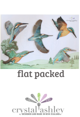 Wall art featuring five vibrant kingfishers printed on durable brushed silver ACM, ideal for nature-inspired decor.