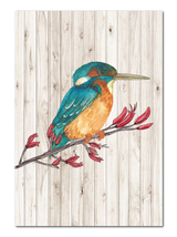 Large dark wood kingfisher wall art hanging, crafted from eco-friendly plywood, ready to elevate your home decor.