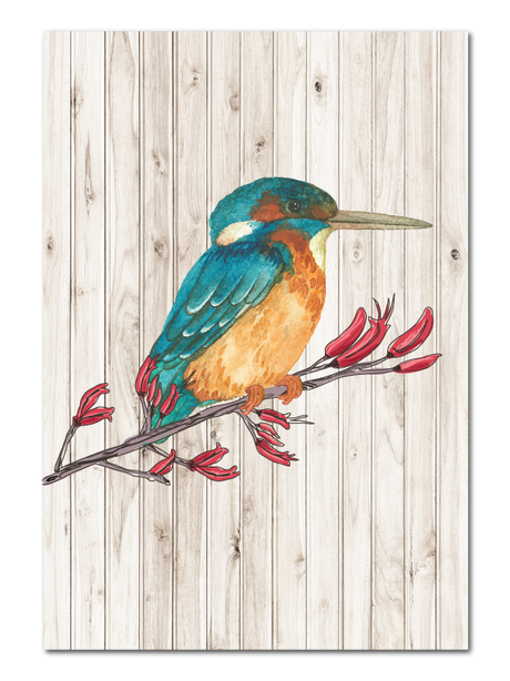 Large dark wood kingfisher wall art hanging, crafted from eco-friendly plywood, ready to elevate your home decor.