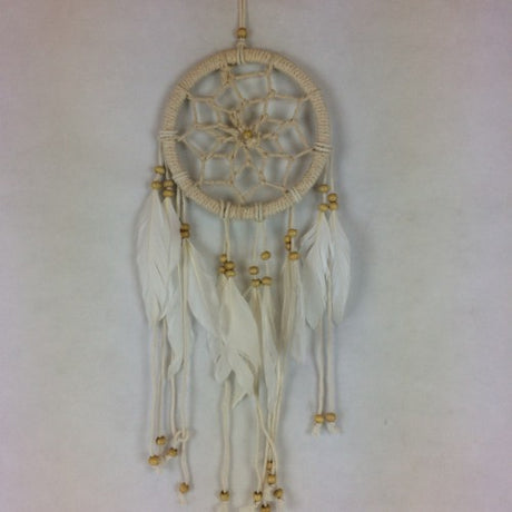 Handcrafted Kora Macrame Spiderweb Dreamcatcher, 17cm x 50cm, perfect for elegant home decor and promoting good dreams.