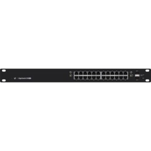 Ubiquiti EdgeSwitch ES-24-250W: Layer 3 managed switch with 24 PoE+ ports for robust, high-speed network expansion.